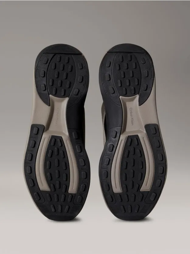 Taupe Smog/Black Chunky Runner Sock Knit Trainers