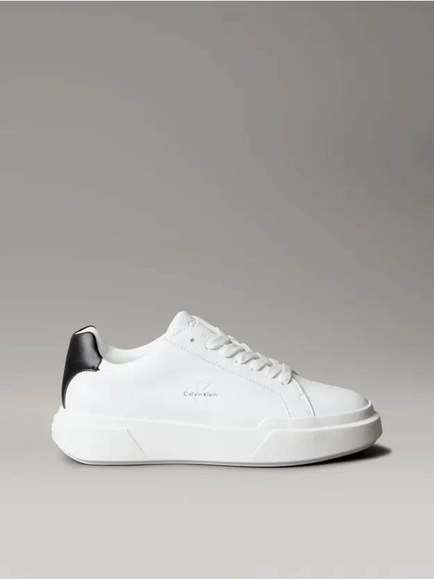 Bright White/Black Leather Durable Traction NYC Trainers