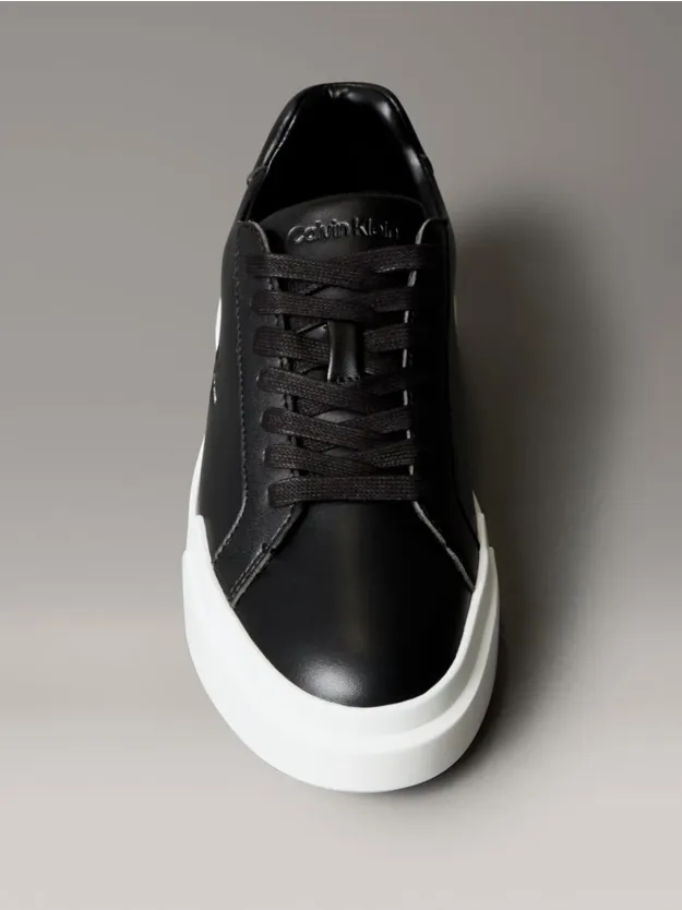 Black/Bright White Leather Durable Traction NYC Trainers