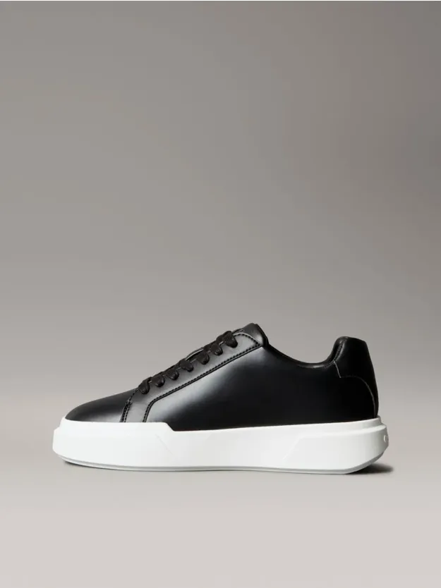 Black/Bright White Leather Durable Traction NYC Trainers