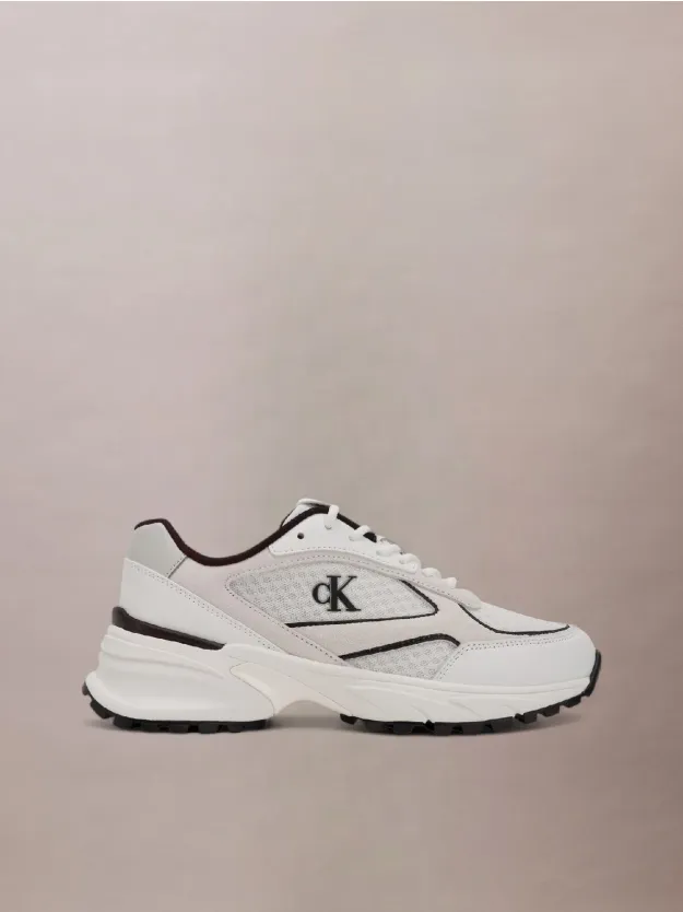 Bright White/Black Hike Runner Mesh Trainers