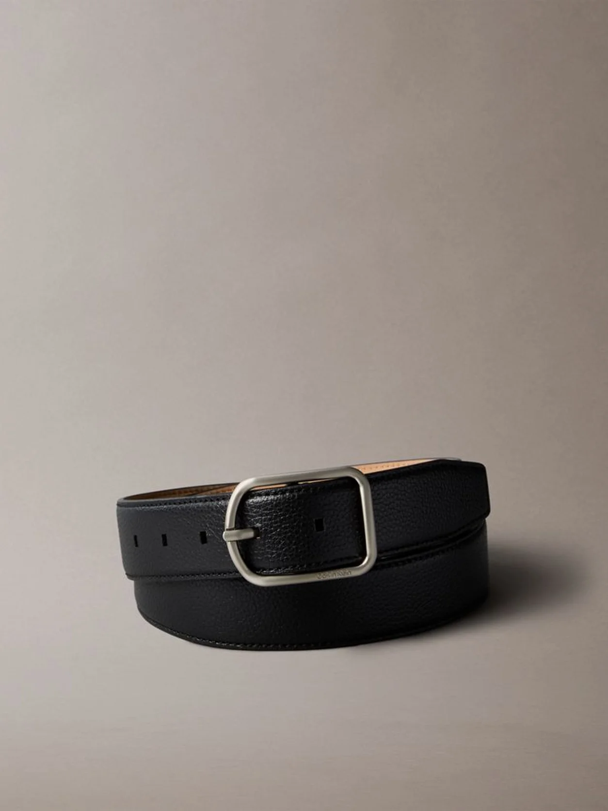 Black / Brushed Nickel Full Grain Leather Belt