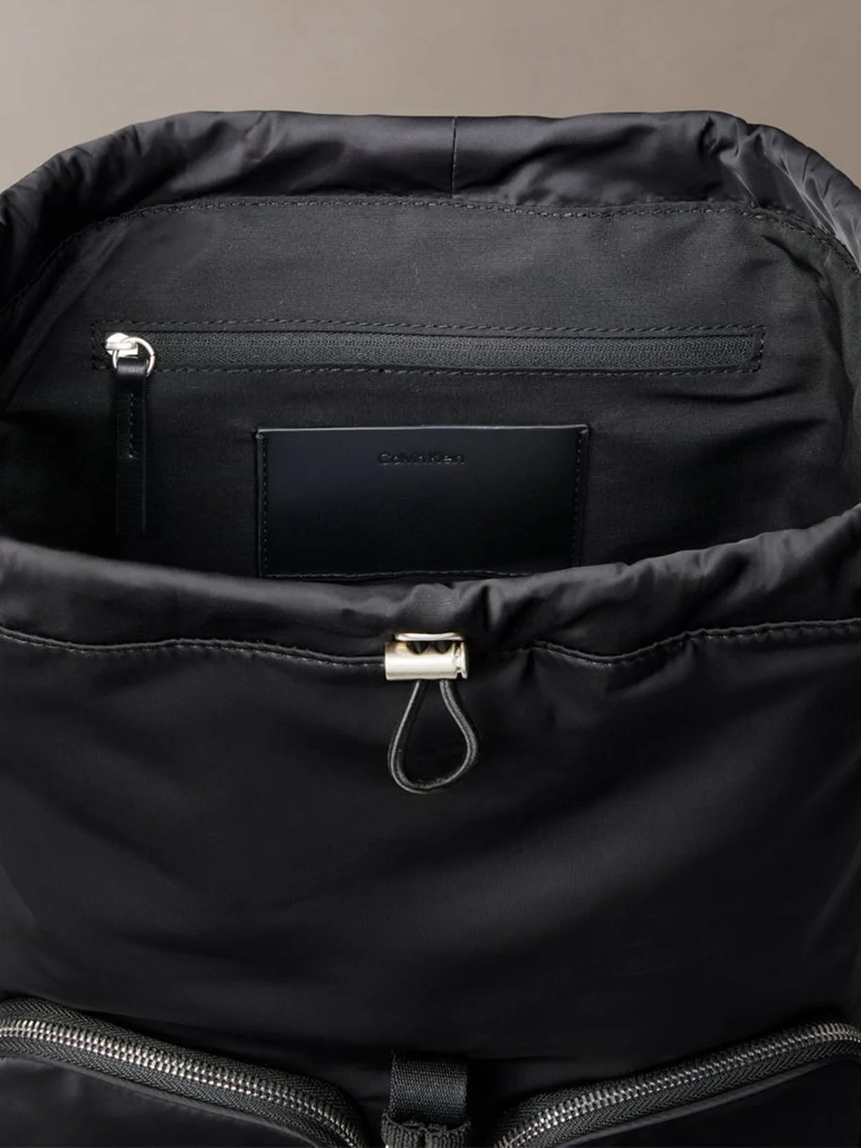 Black Soft Satin Nylon Flap Backpack