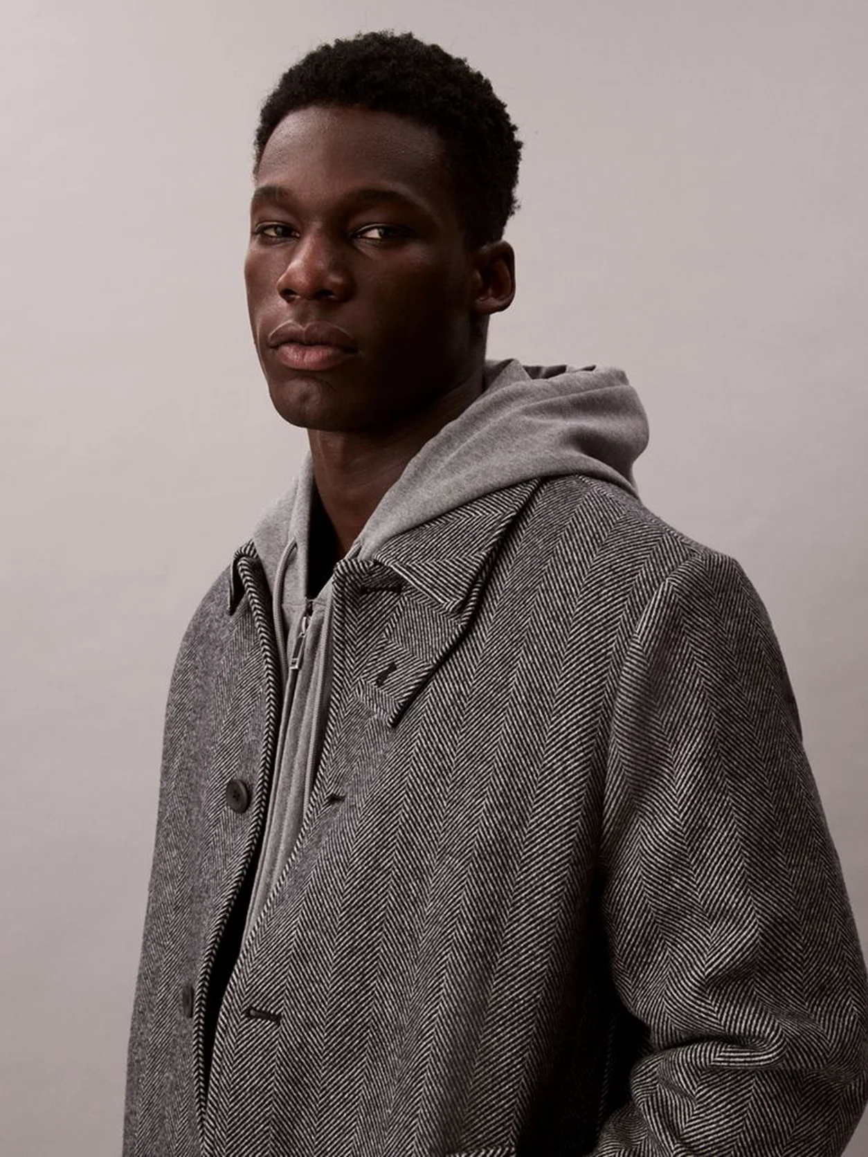 Black Tech Wool Blend Coat